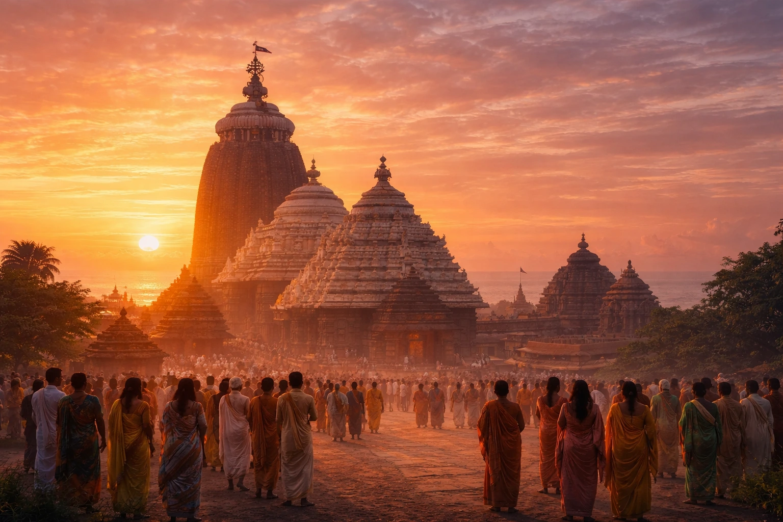 Jagannath temple at Puri at sun rise representing Nilachala, the sacred place chosen by lord Jagannath