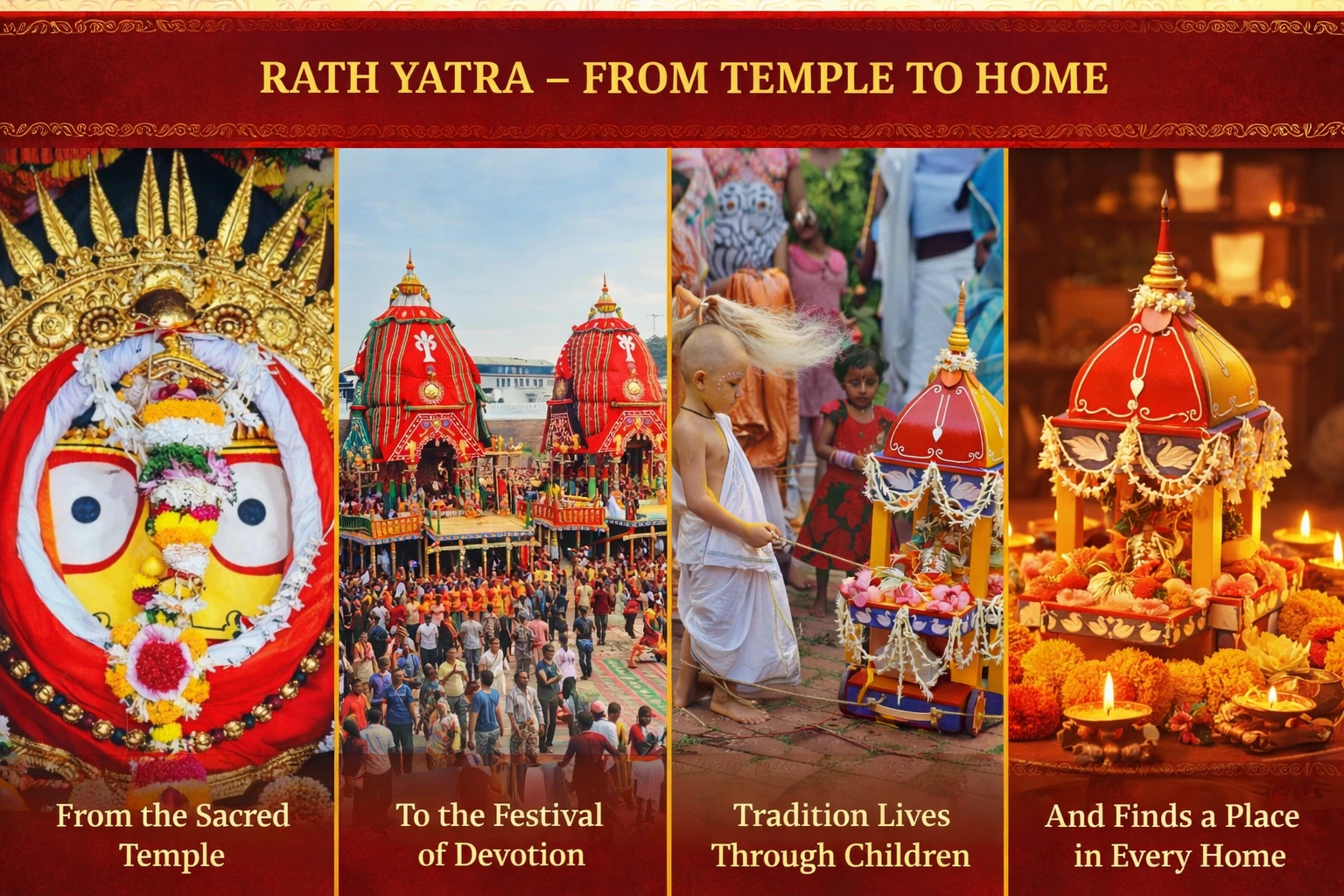 Devotees celebrating jagannath ratha yatra in Puri, symbol of Lord Jagannath coming among His devotees