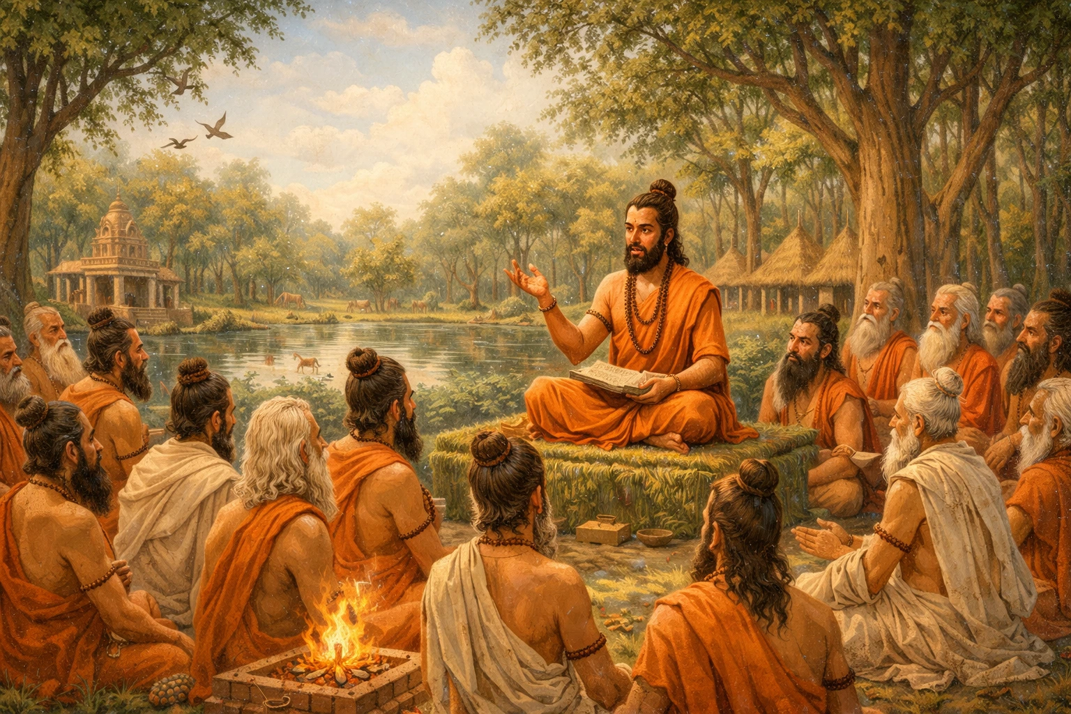 Suta Goswami narrating sacred stories to sages in Nimisaranya forest about Lord Jagannath and the glory of Nilachala